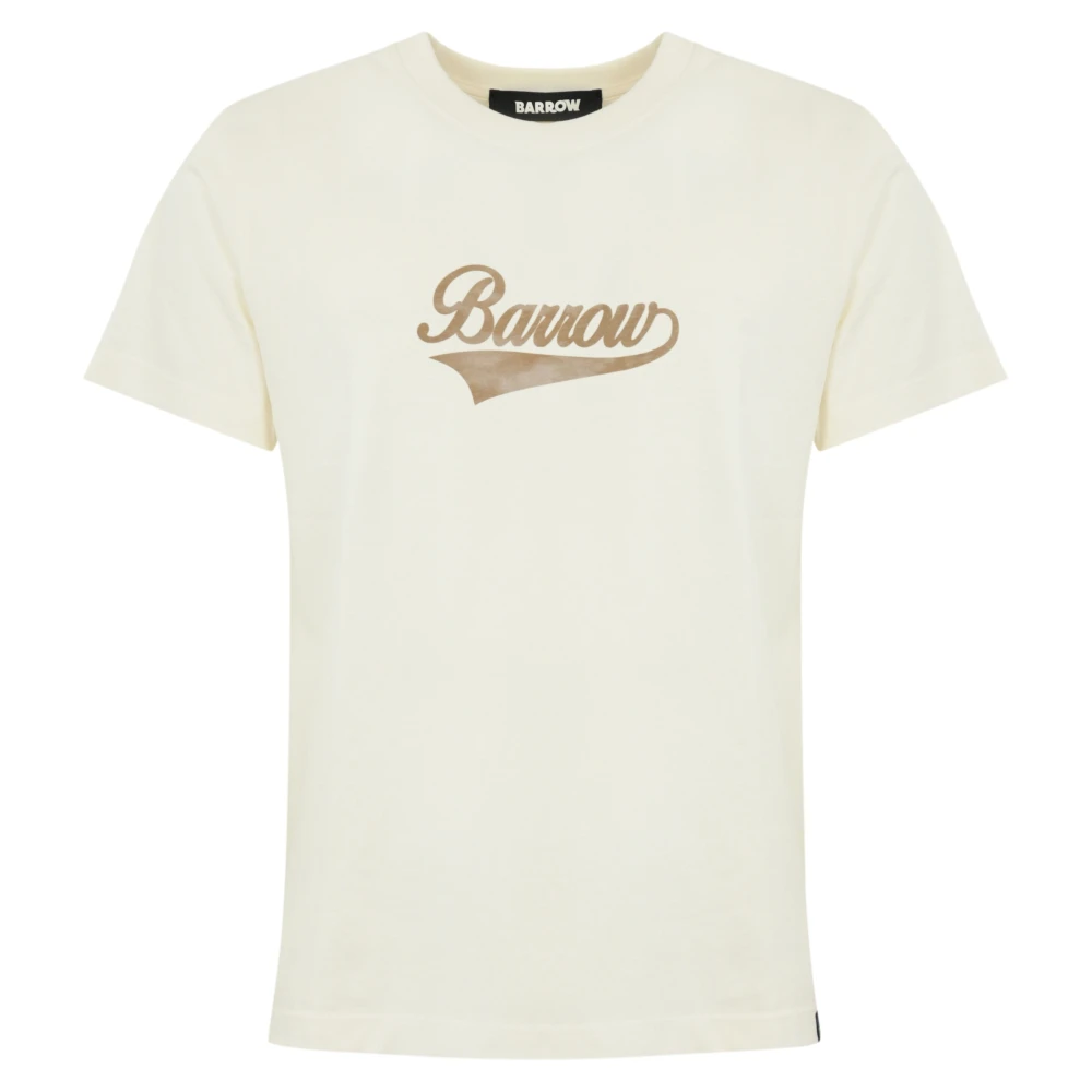 Barrow Teddy Logo Print Katoenen T-shirt Beige Heren