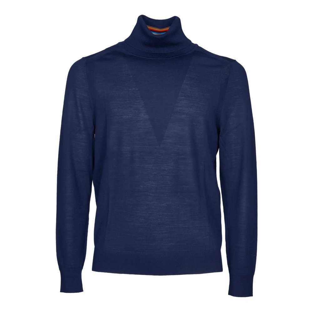 PS By Paul Smith Blauwe Gebreide Trui Hoge Kraag Aw24 Blue Heren