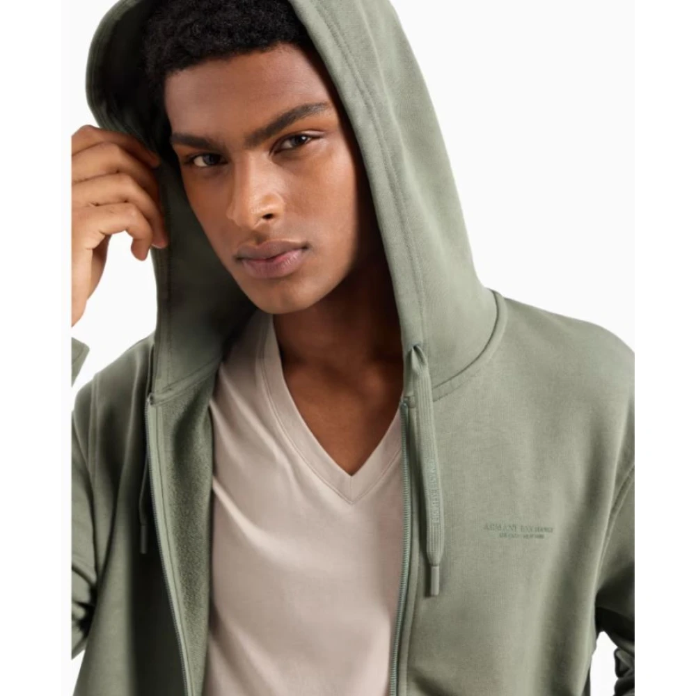 Armani Exchange Stretch-stof zip-up sweatshirt Green Heren