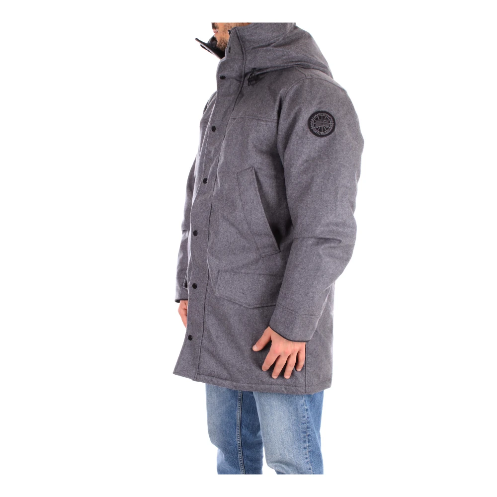 Canada Goose Grijze Jas met Capuchon en Zijlogo Gray Heren