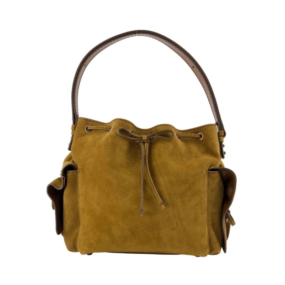 Acne Studios , Bucket Bags, Female, Brown, One Size, Multipocket Suede Bucket Bag