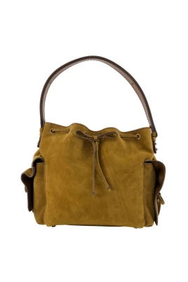 Multipocket Suede Bucket Bag
