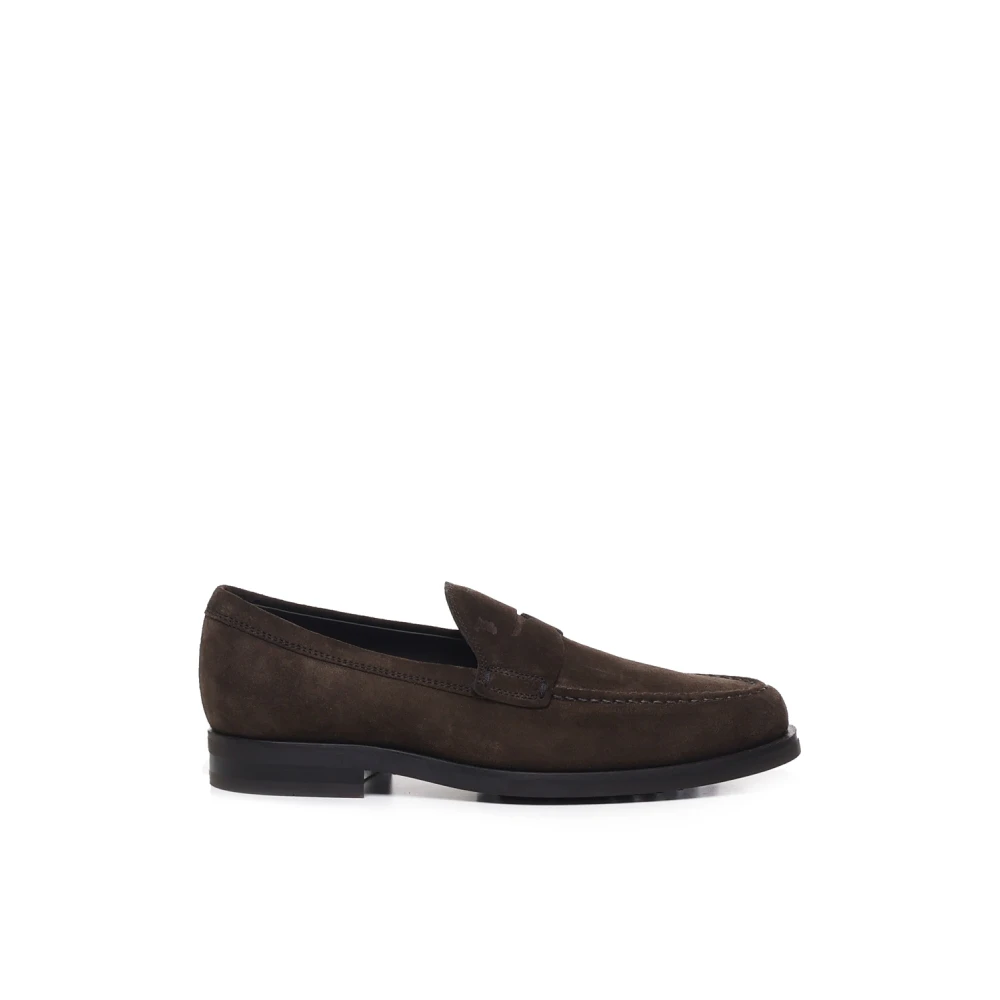 Tod's Men's Brown Loafers, 6 1/2 Uk, Suede Flat Shoes Made In Italy