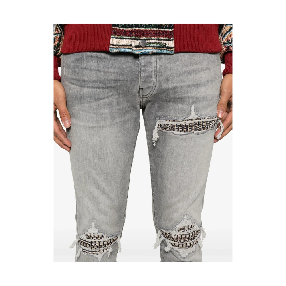 Amiri Lichtgrijze Ripped Jeans met Knoopsluiting Gray Heren