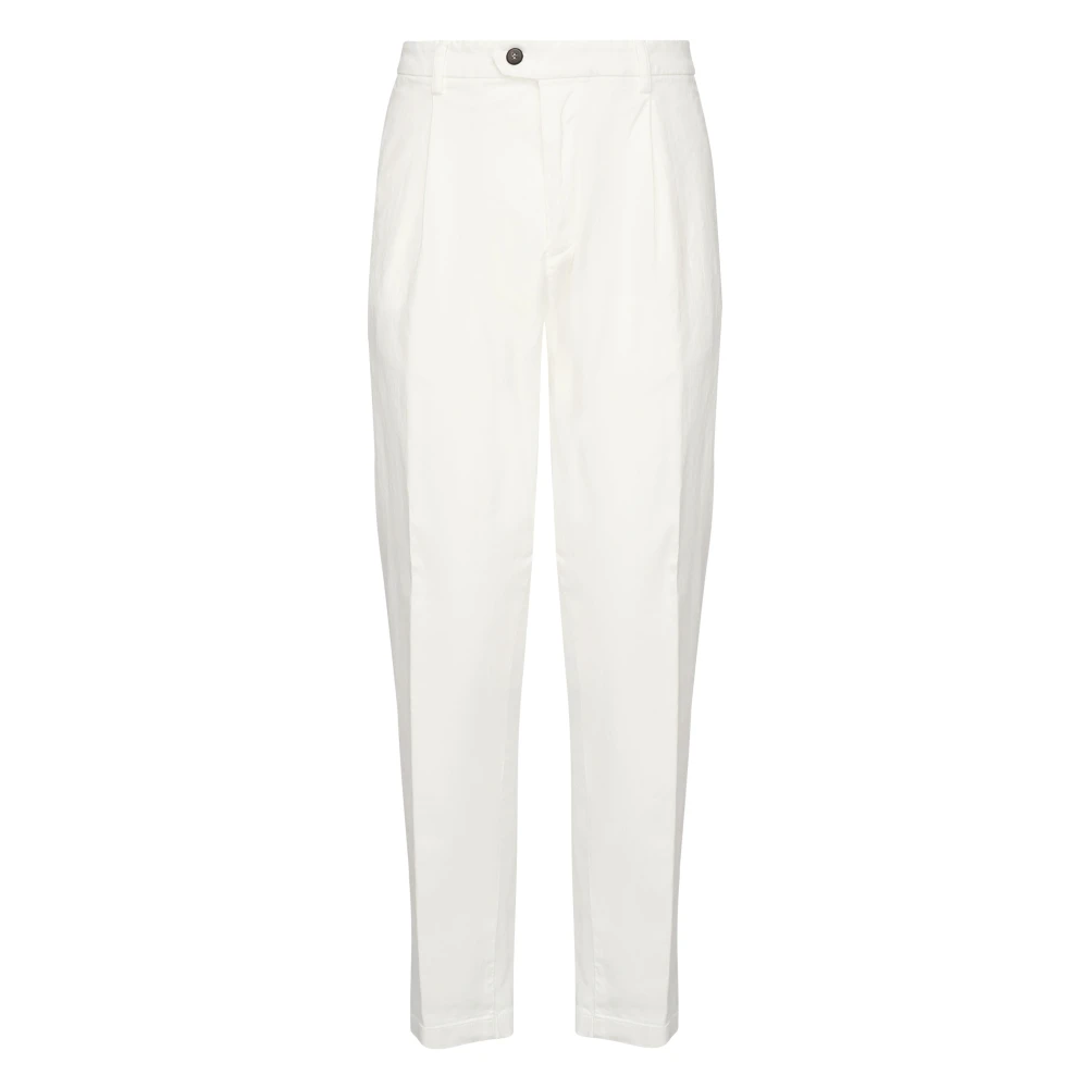 Eleventy Men's White Slim-Fit Trousers, W32, Trousers With Pences