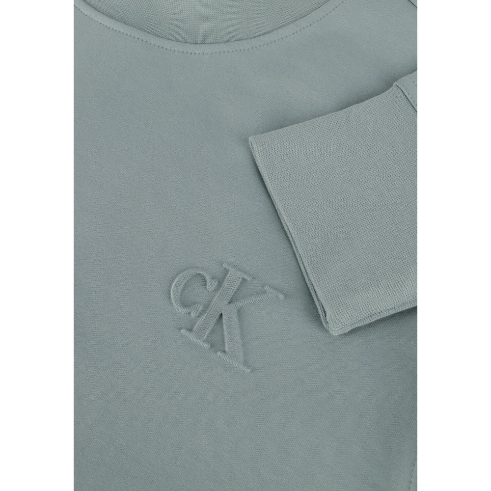 Calvin Klein Grijze Interlock Crew Neck Sweater Gray Heren