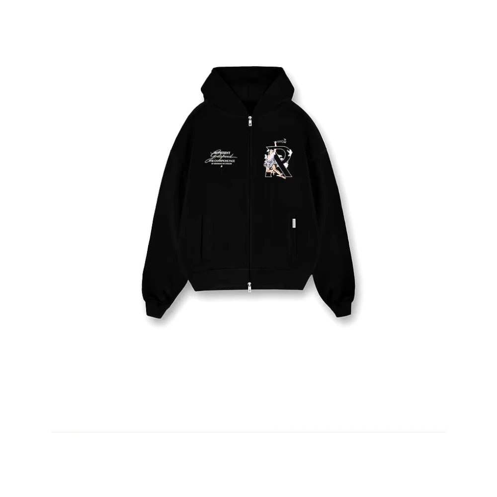 Represent Zip Hoodie Sweatshirts Black Heren