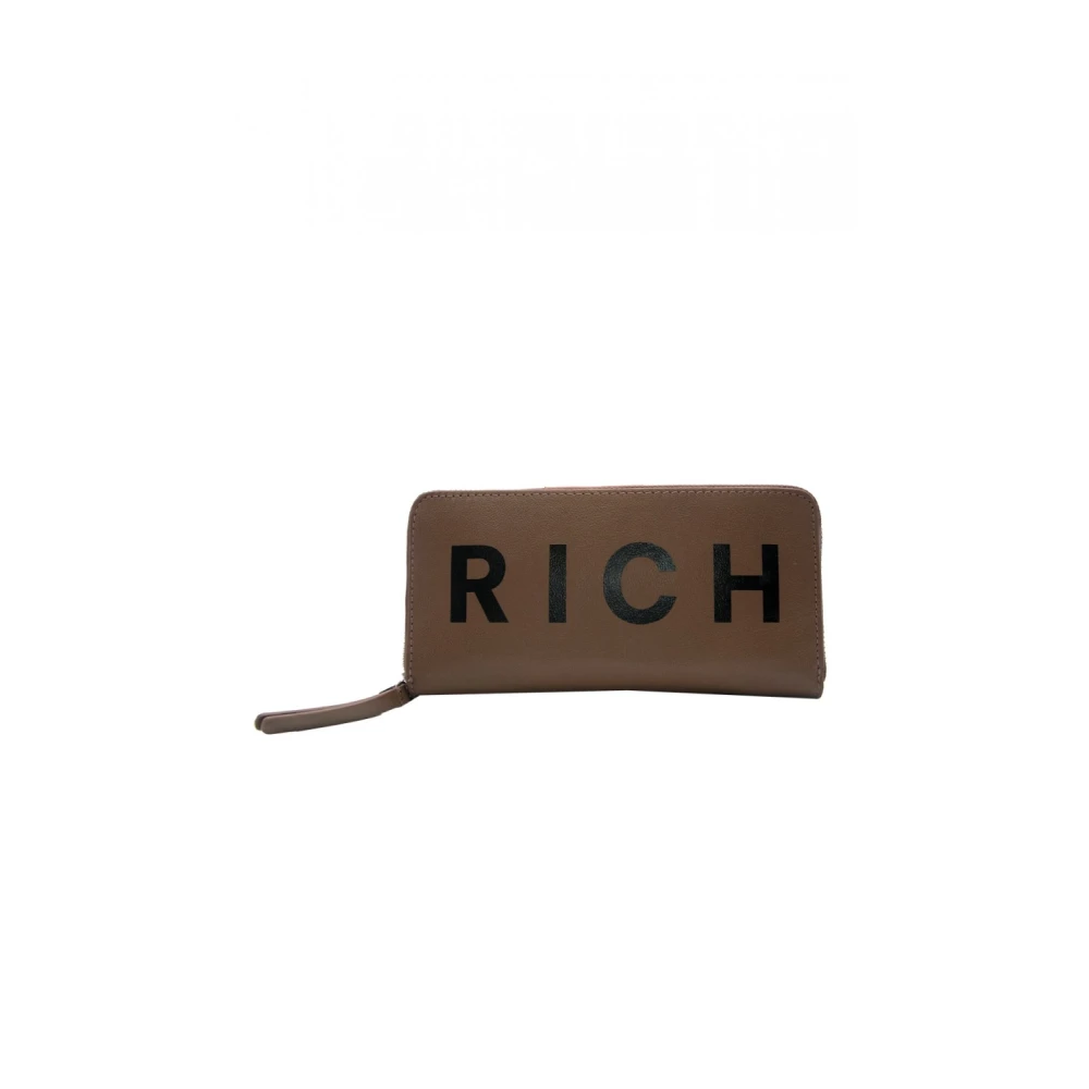 John Richmond Bruin en zwart leren portemonnee Brown Dames