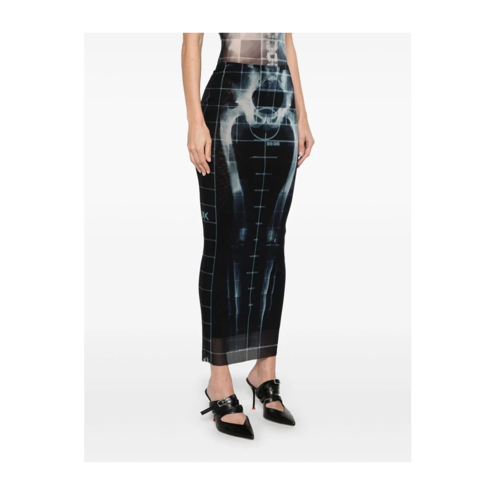 Jean Paul Gaultier Zwarte Lange Rok met Transparant Ontwerp Black Dames