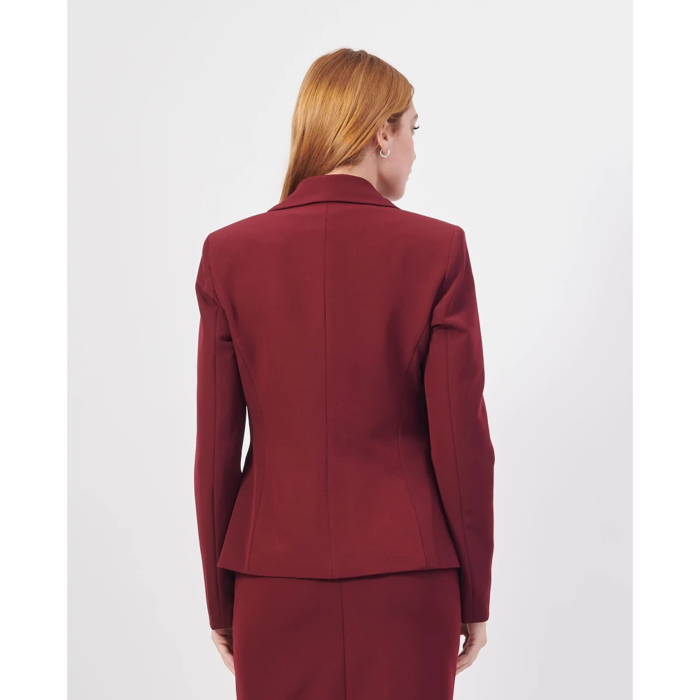Fracomina Bordeaux Double-Breasted Blazer Red Dames