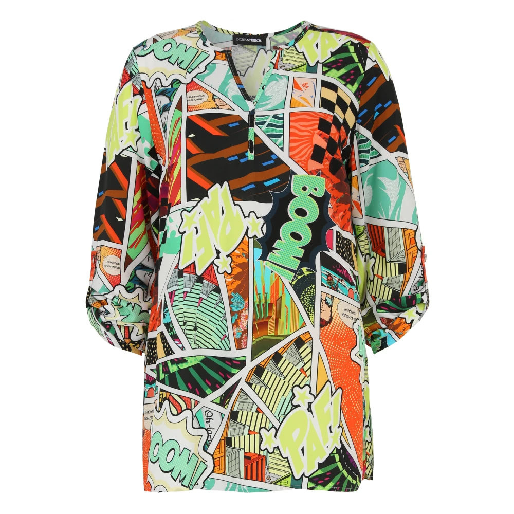 Doris S Kleurrijke Comic Blouse met A-Lijn Snit Multicolor Dames