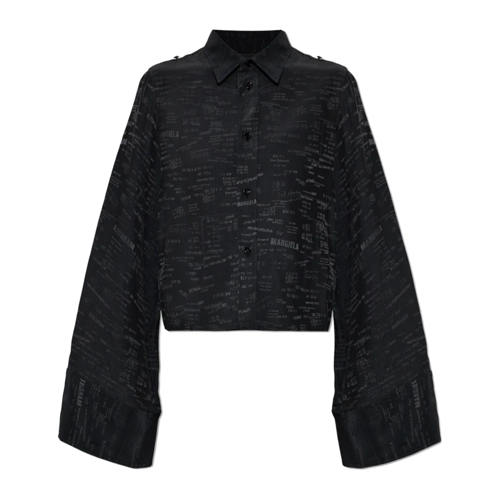 Mm6 Maison Margiela Damen Schwarz Jacquard Convertible Shirt