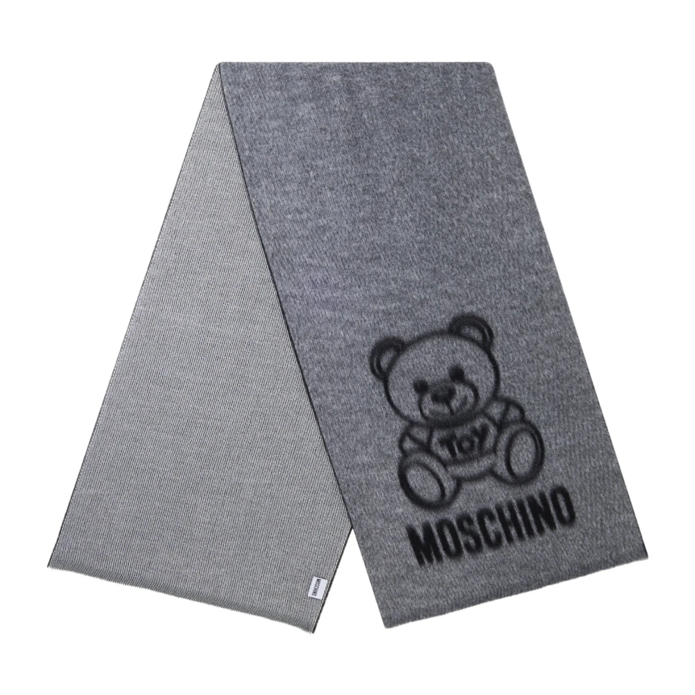 Moschino Unisex Multicolor Accessoarer One Size, Grått Ullhalsduk Med Logobroderi