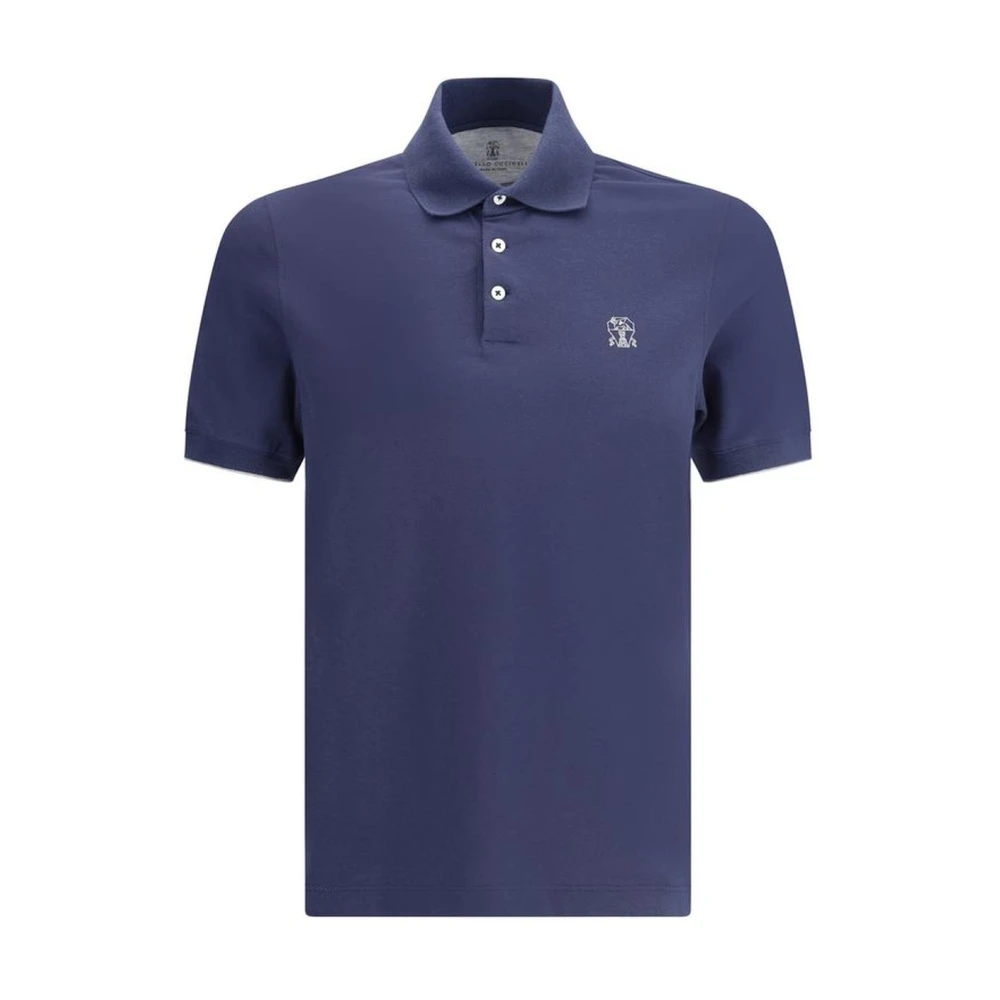 BRUNELLO CUCINELLI Iconisch Logo Polo Shirt Blue Heren