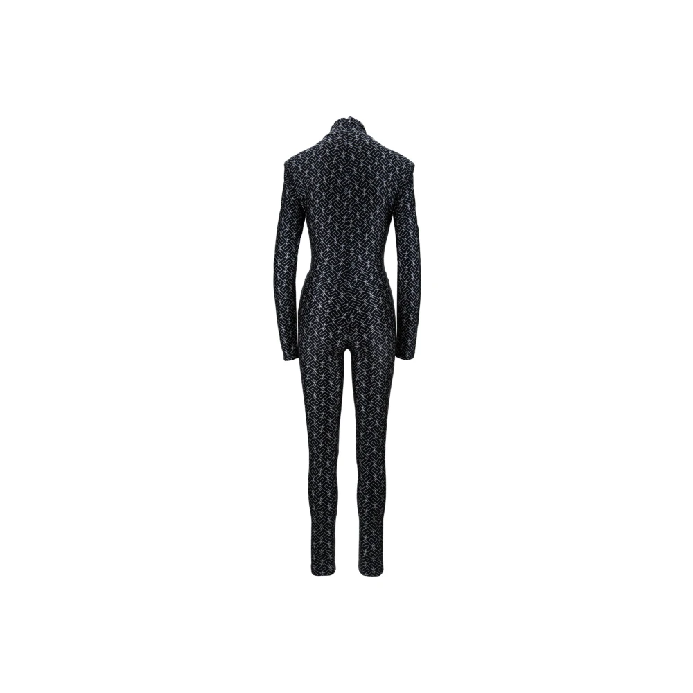 Elisabetta Franchi Gouden Logo Rits Jumpsuit Black Dames