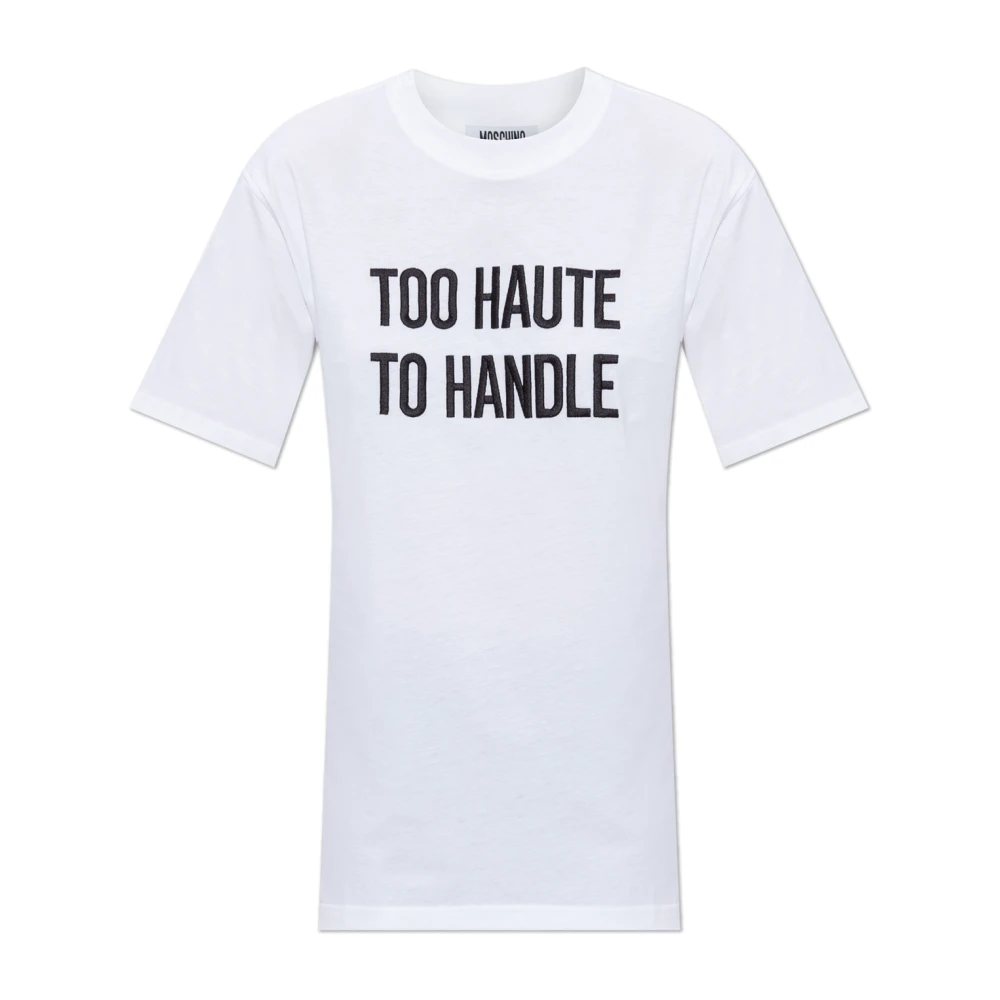 Moschino Donna Bianco T-Shirt Con Ricamo