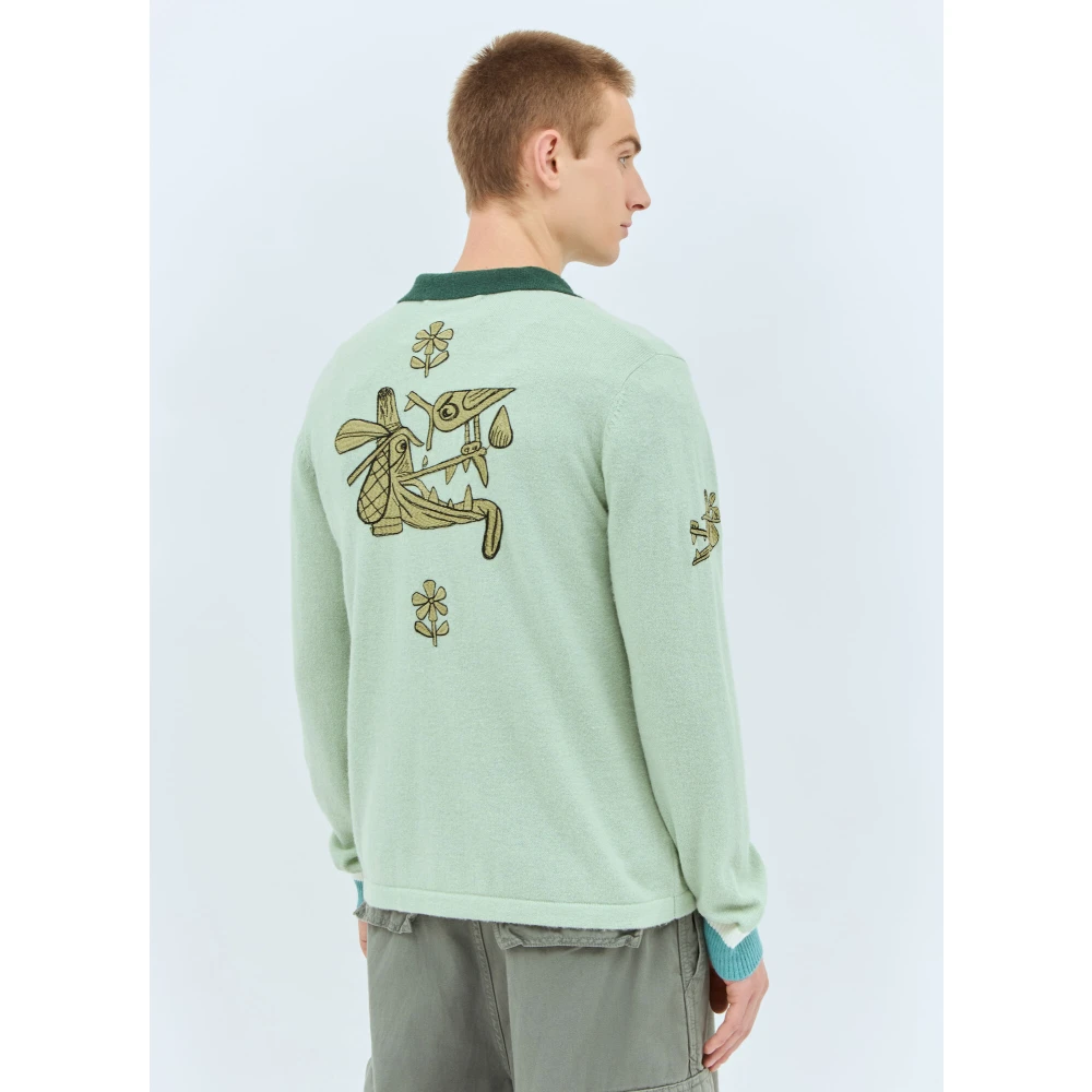 Brain Dead Gebreide half-zip sweatshirt met logo Green Heren