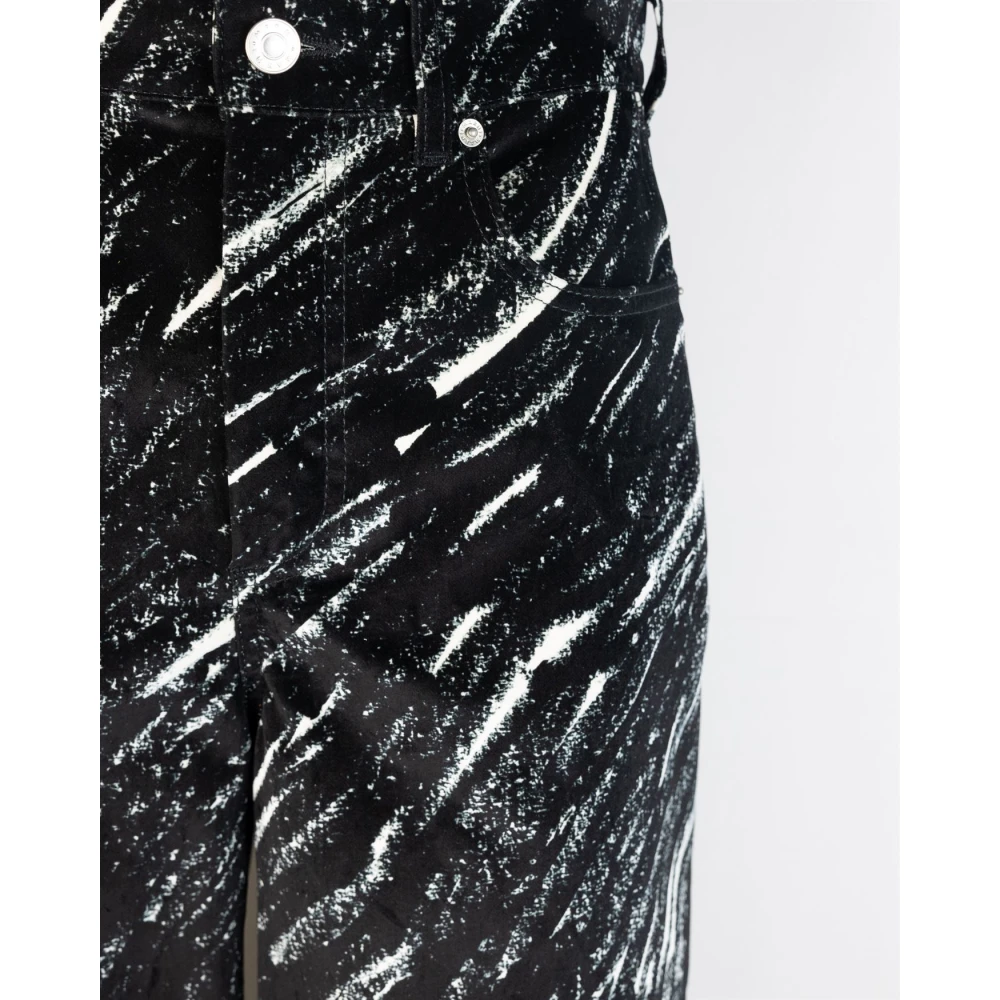 Marni Zwarte Denim Broek met Crayon Print Black Dames