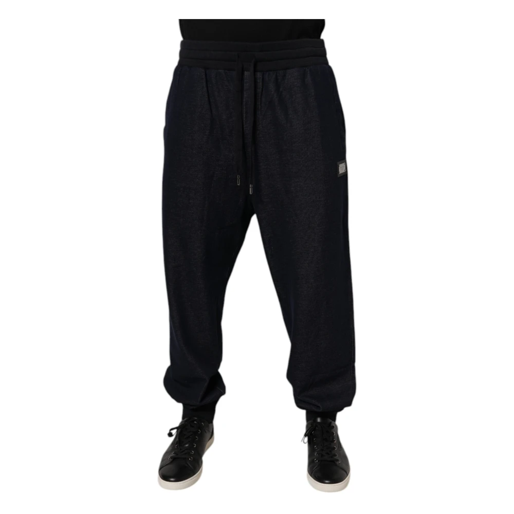 Dolce & Gabbana Men's Black Jacquard Cotton Jogger Sweatpants