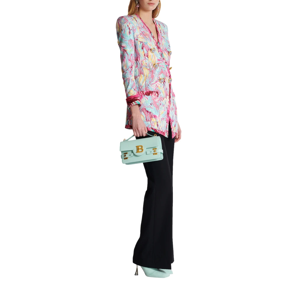 Balmain B-Buzz Shoulder 24 kalfsleren tas Blue Dames