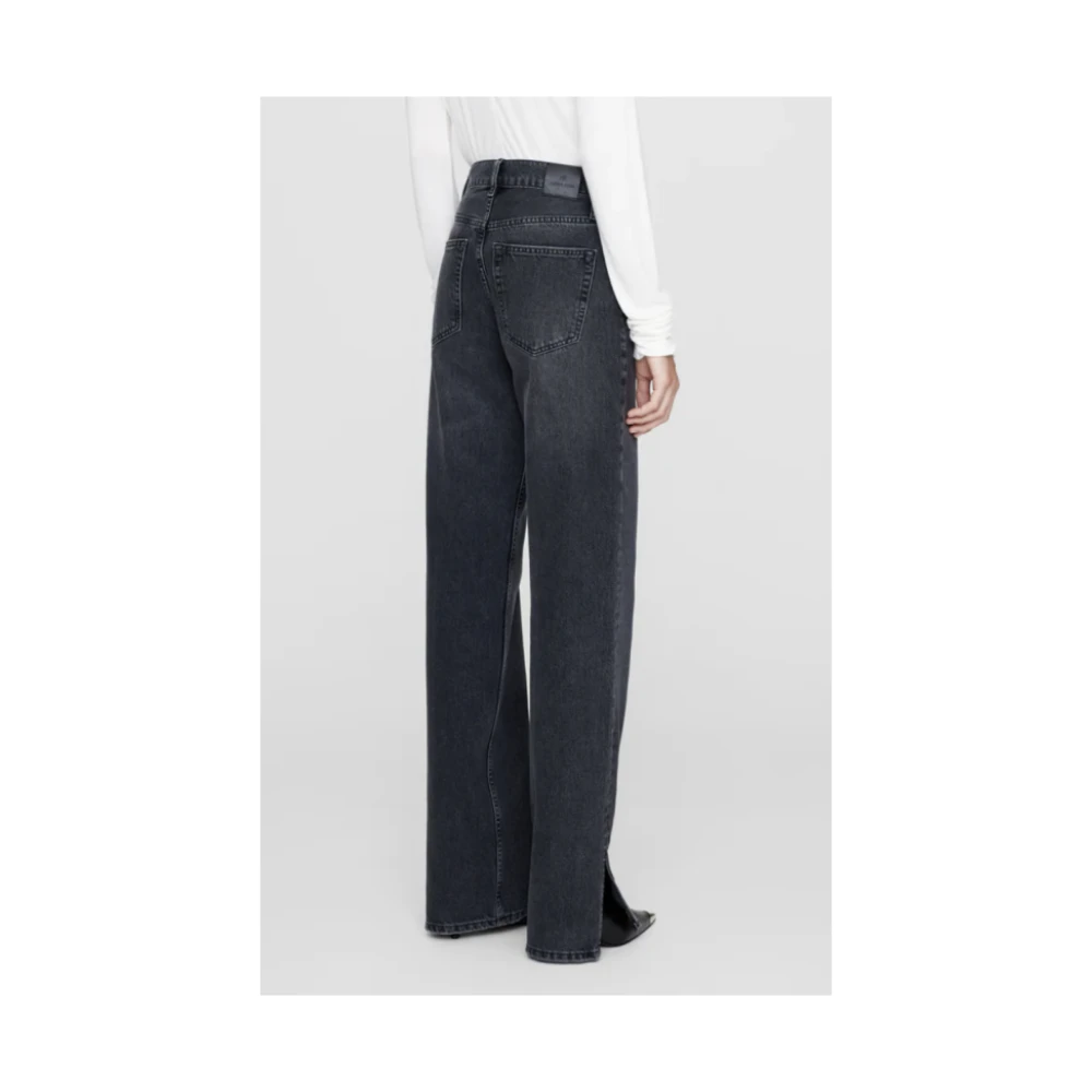 Anine Bing Shadow Grey ROY Jeans Rechte pasvorm Mid-rise Black Dames