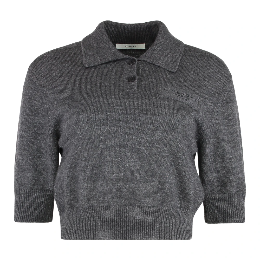 Givenchy Women's Gray Round-Neck Knitwear, M, Polo Top In Wool