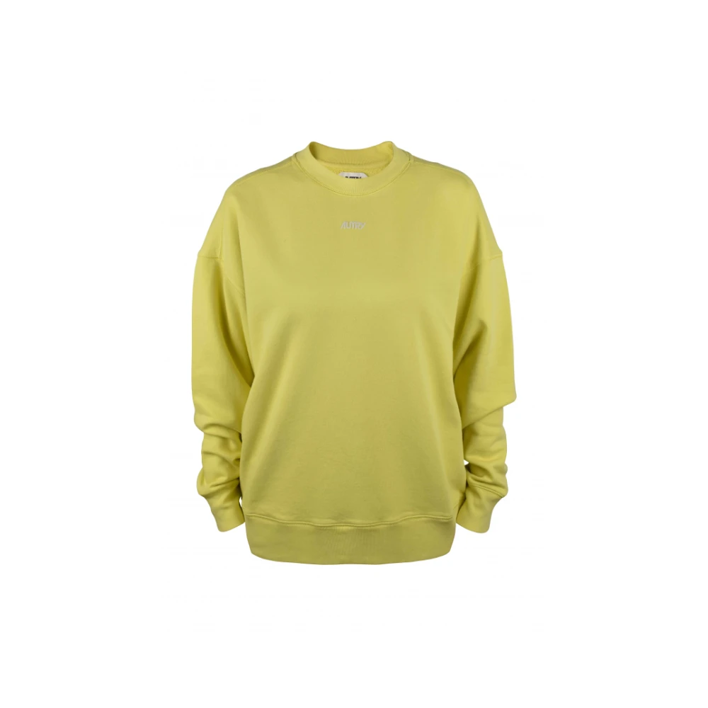Autry Gele Mesh Sweatshirt met Wit Logo Yellow Dames