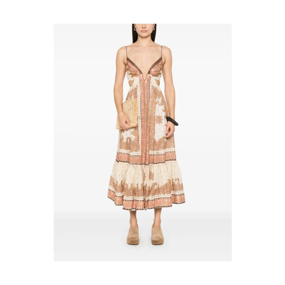 Zimmermann Beige V-Hals Jurk Mode Multicolor Dames