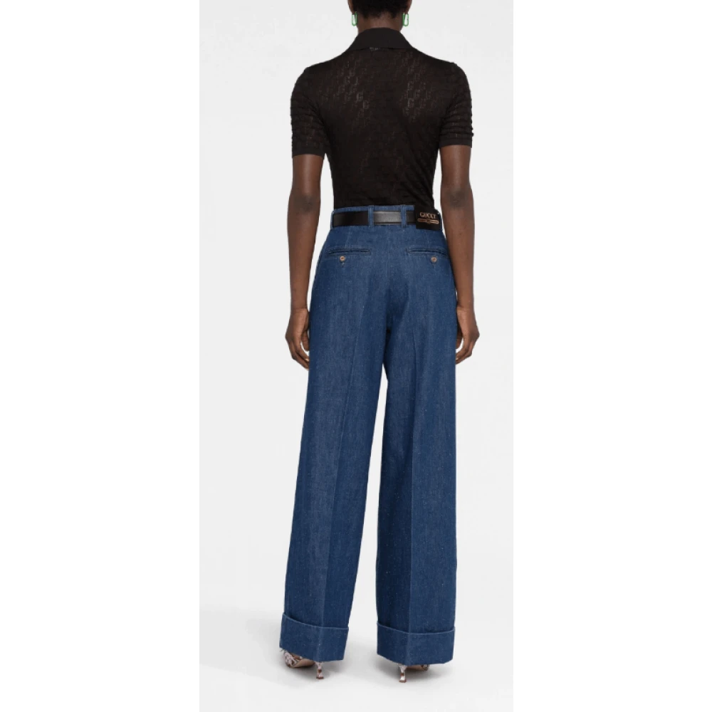 Gucci High-Waist Wide-Leg Jeans Blue Dames