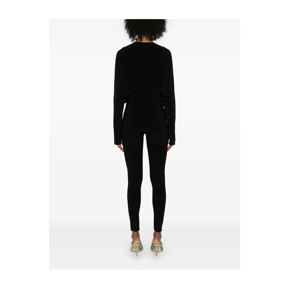 Norma Kamali Zwarte V-hals Batwing Mouw Jurk Black Dames