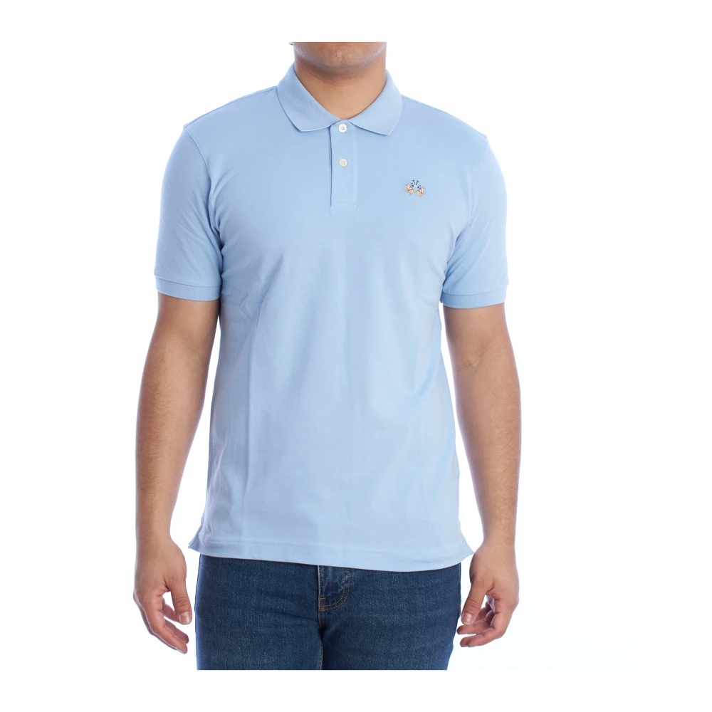 La Martina Men's Blue Short Sleeve Polo Shirt