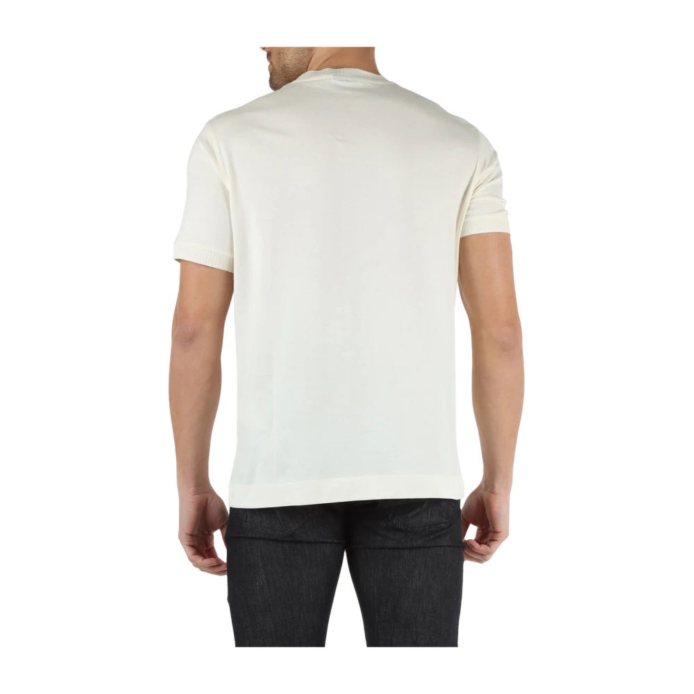 Emporio Armani Katoenen T-shirt met Voorlogo Borduursel White Heren