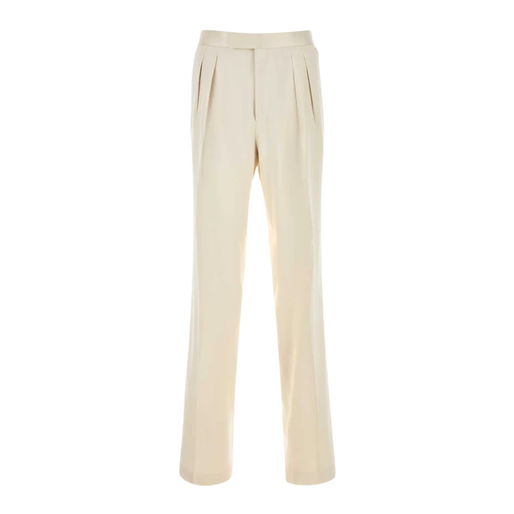 Tom Ford Men's White Suit Trousers, M, Silk Gabardine Trousers With Double Pleats