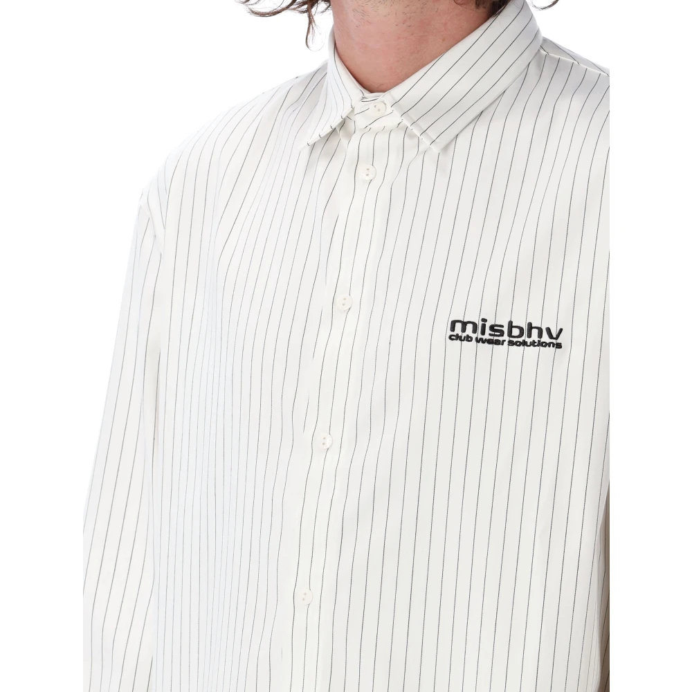 Misbhv Klassieke Pinstripe Overhemd Off White Beige Heren