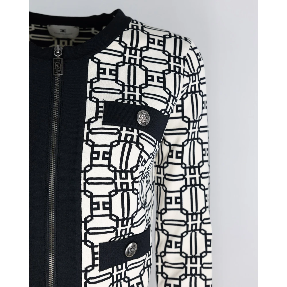 Elisabetta Franchi Logo Jacquard Cropped Vest Zwart Black Dames