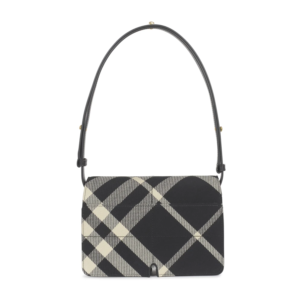 Burberry Zwarte Jacquard Tas met Leren Details Multicolor Dames