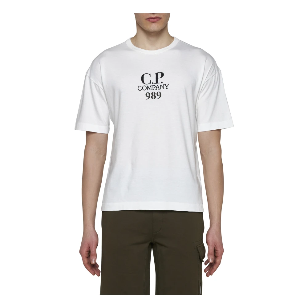 C.P. Company Geborduurd Logo Crew Neck T-shirt White Heren