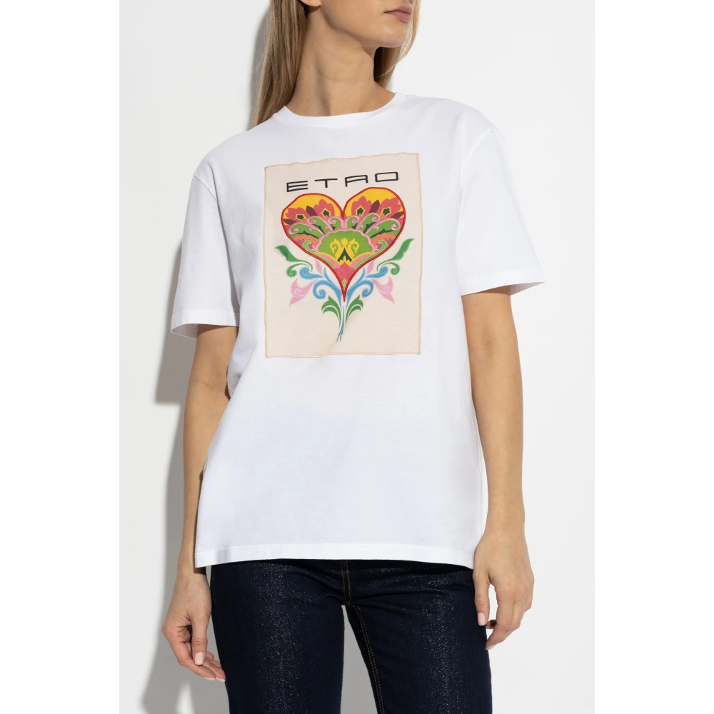 ETRO T-shirt met borduursel White Dames