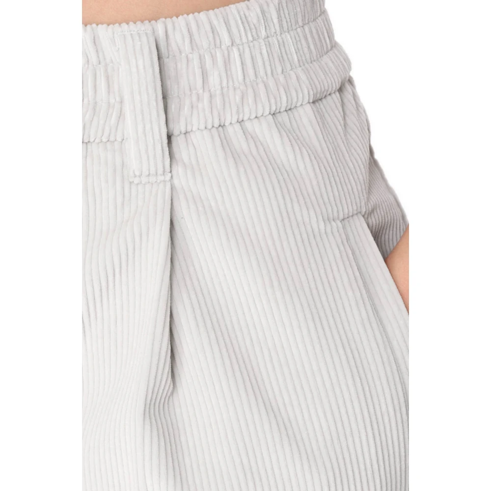 BRUNELLO CUCINELLI Fluwelen Gestreepte Elastische Broek Gray Dames
