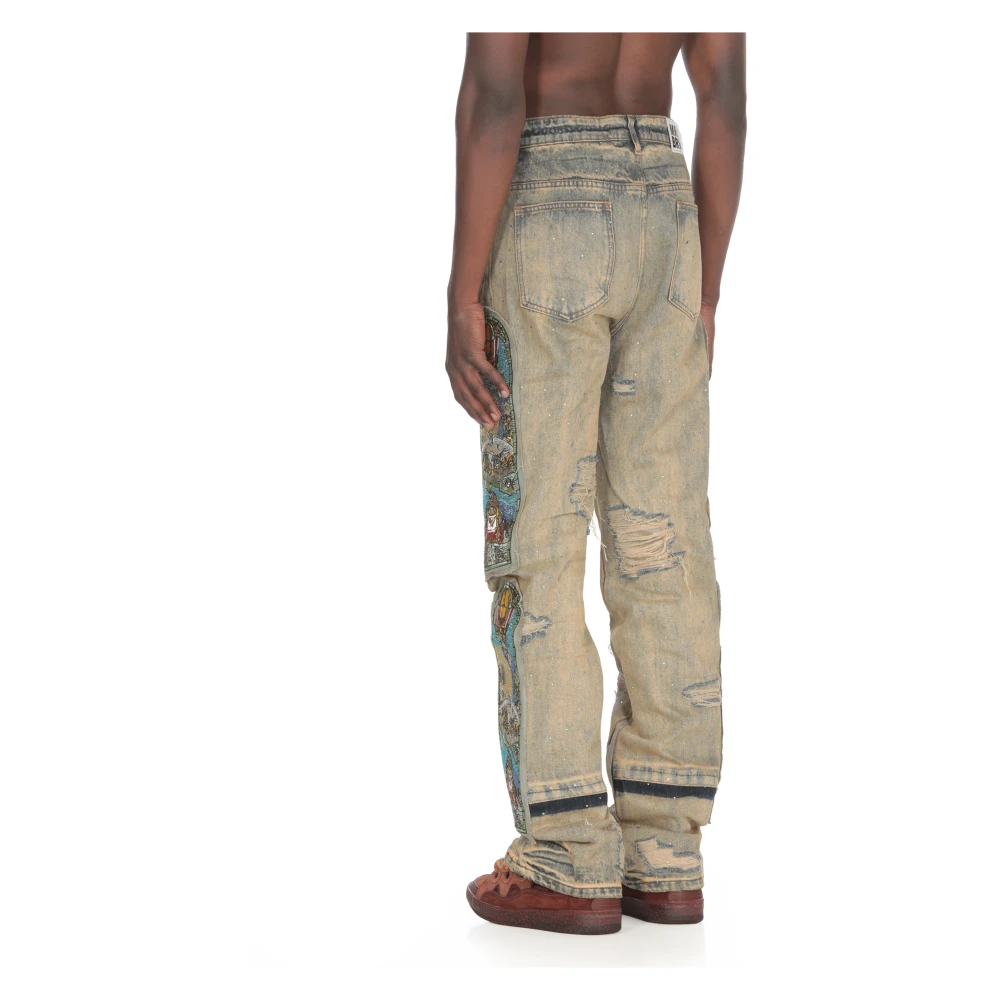 Who Decides War Beige Katoenen Jeans met Strass Details Beige Heren
