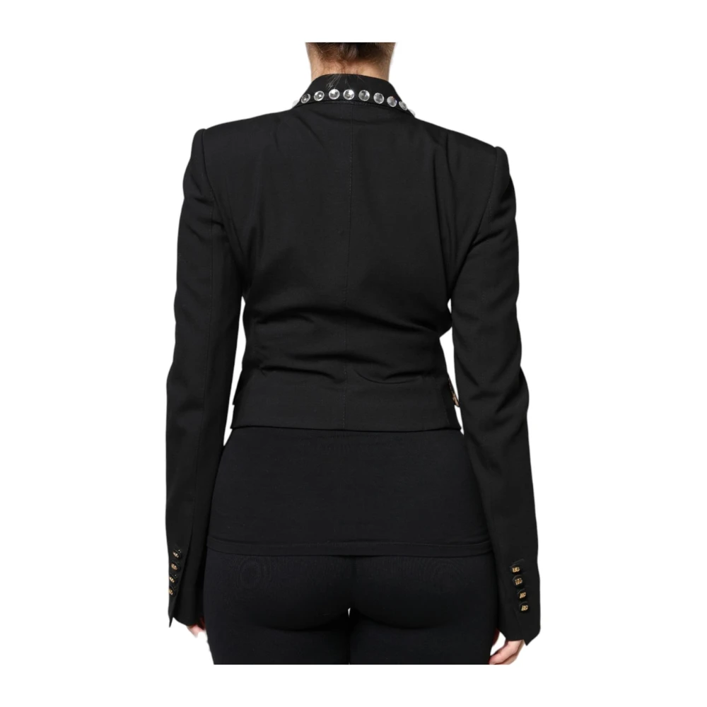 Dolce & Gabbana Kristal Dubbel Breasted Blazer Jas Black Dames