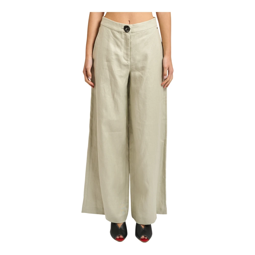 Armani Exchange Kvinno Beige Byxor Dam, 2XS, Linne, Vida Byxor Med Vida Ben