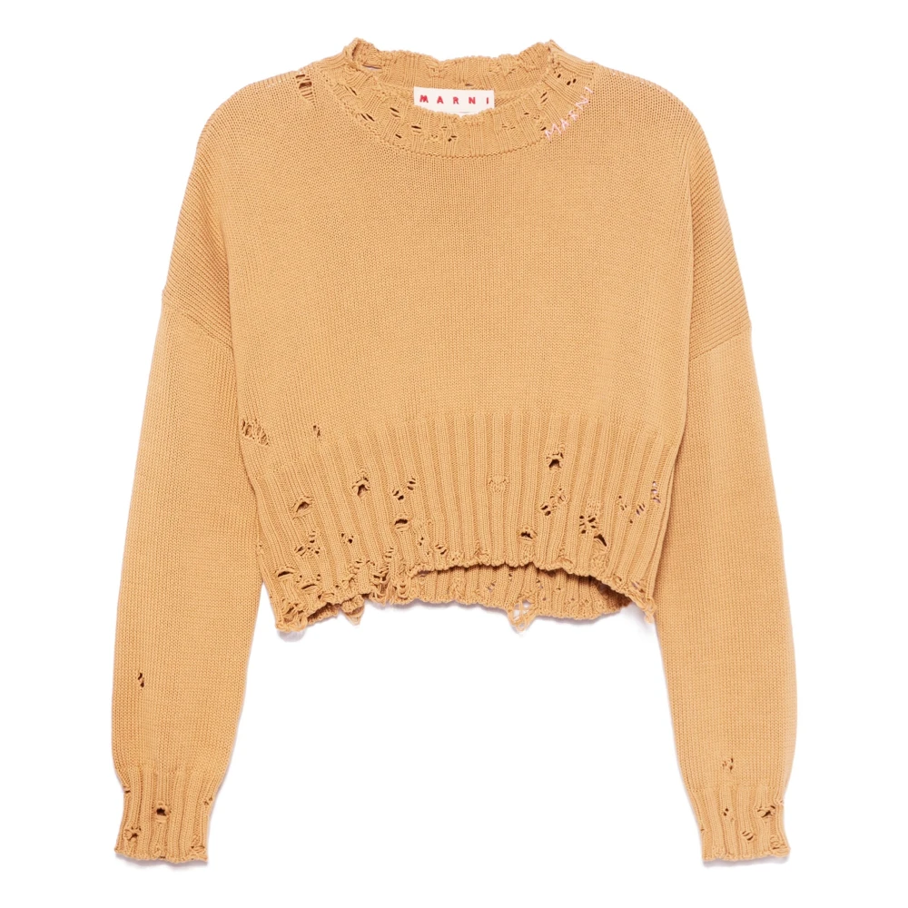 Marni Gedistresseerde Cropped Trui Brown Dames