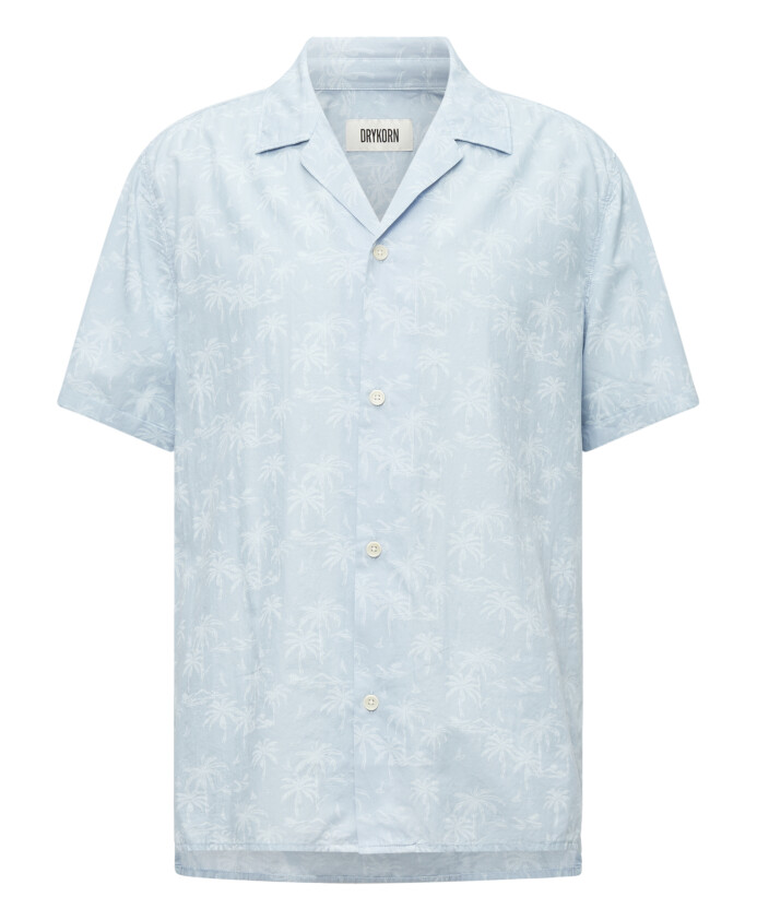 chemise-a-manches-courtes-motif-palmier-col-cubain