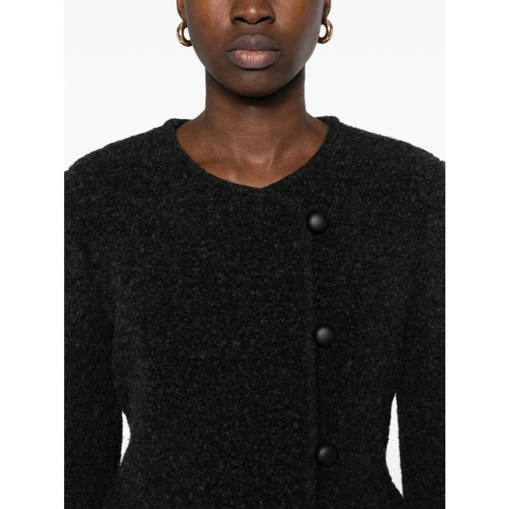 Emporio Armani Grijze Bouclé Double-Breasted Jas Gray Dames