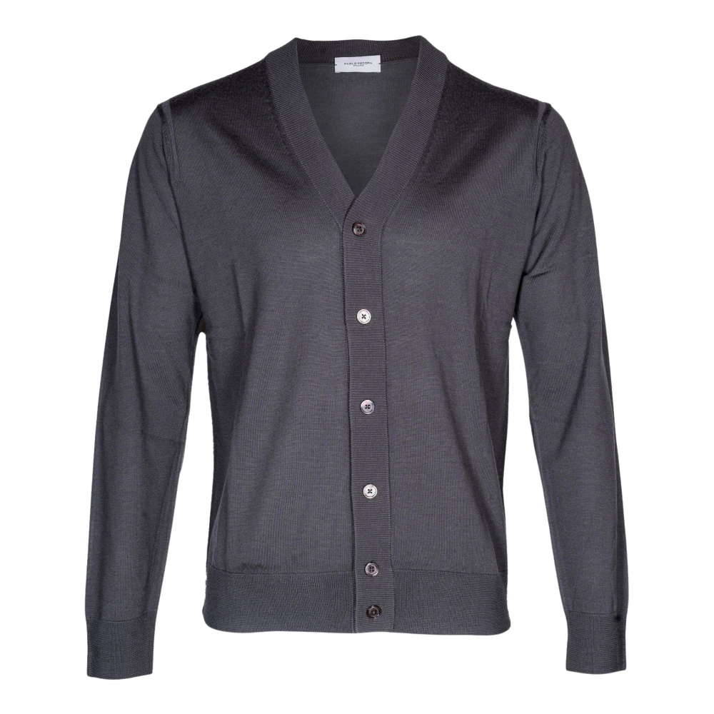 Paolo Pecora Men's Black Virgin Wool Cardigan