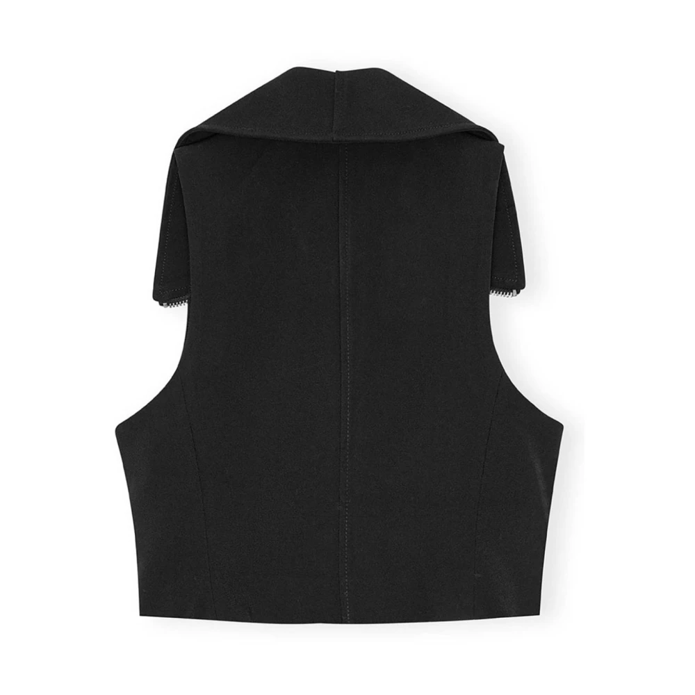 Ganni Zwarte Mouwloze Rits Sweater Black Dames