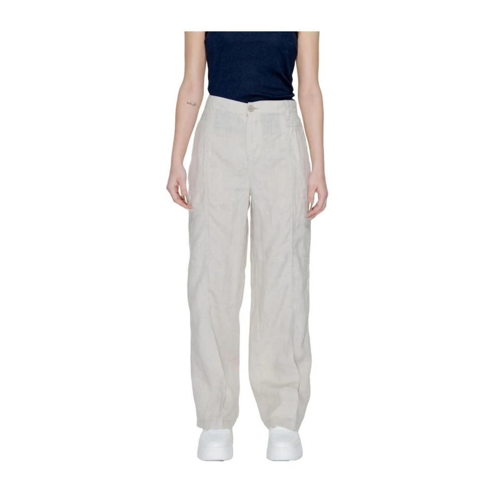 Street One Beige Linnen Bootcut Broek Collectie Beige Dames