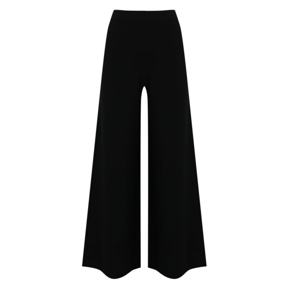 Liviana Conti Zwarte Viscose Wijde Pijp Broek Black Dames