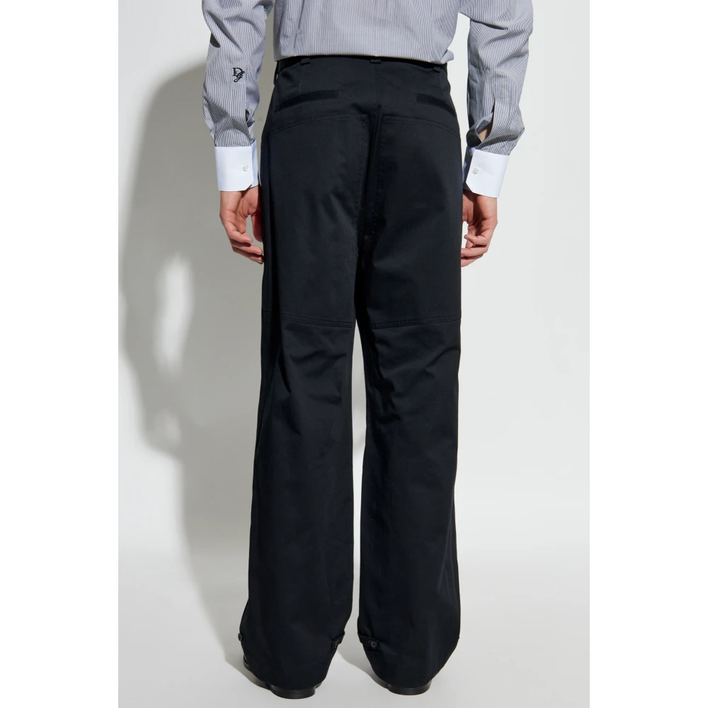 Dolce & Gabbana Katoenen broek met stiksels Black Heren